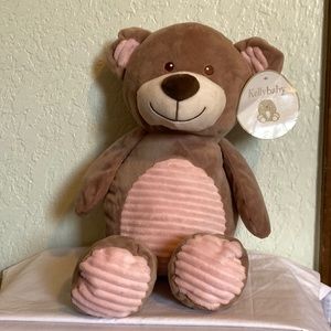 KELLYTOY Stuffed Brown/Pink Rattle Huggable Texture Bear-20" Round Belly 2018